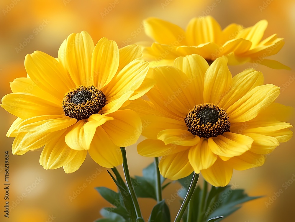 Vibrant Yellow Flowers Blooming Beautifully Together Vibrant Yellow Flowers Blooming Beautifully Together