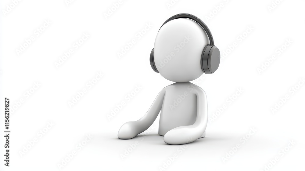 3d man immersed in music, relaxing pose with headphones on the floor, embracing the digital audio experience 3d man immersed in music, relaxing pose with headphones on the floor, embracing the digital audio experience