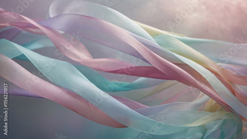 abstract  multicolored  pastel ribbon made of satin fabric for   wallpaper screen saver digital background