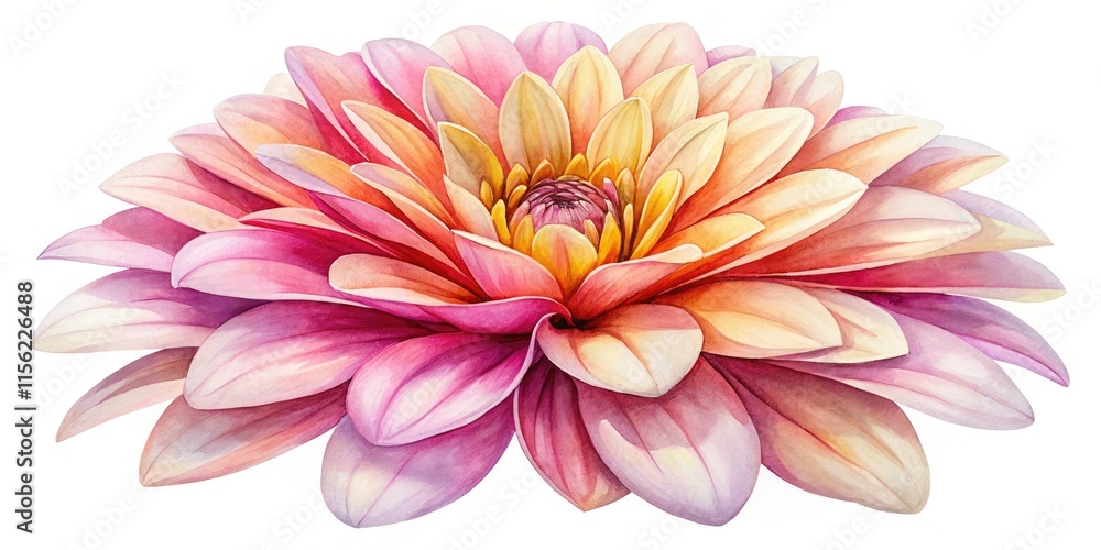 Obraz premium Watercolor Flowers Isolated White Background AI Art
