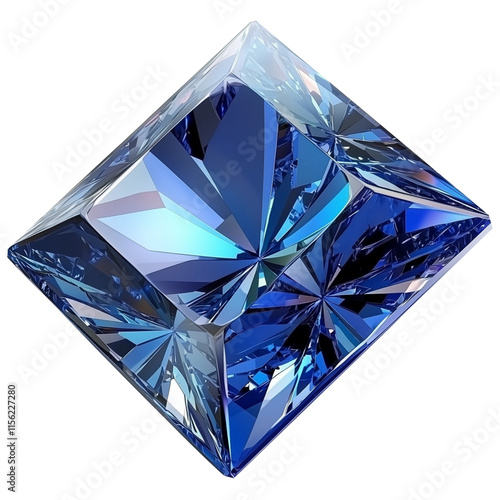 Blue Square Diamond Vector on Transparent Background