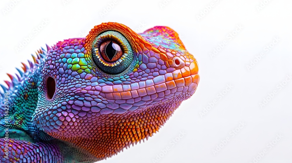 Obraz premium Vibrant Rainbow Lizard Close Up Portrait