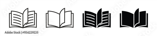 open book icon pictogram set illustration