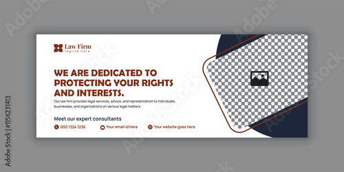 Law Services Social Media Banner Design or Law Consulting Online Banner Template and Flat Law Firm Advertising  Facebook Cover and Horizontal banner template