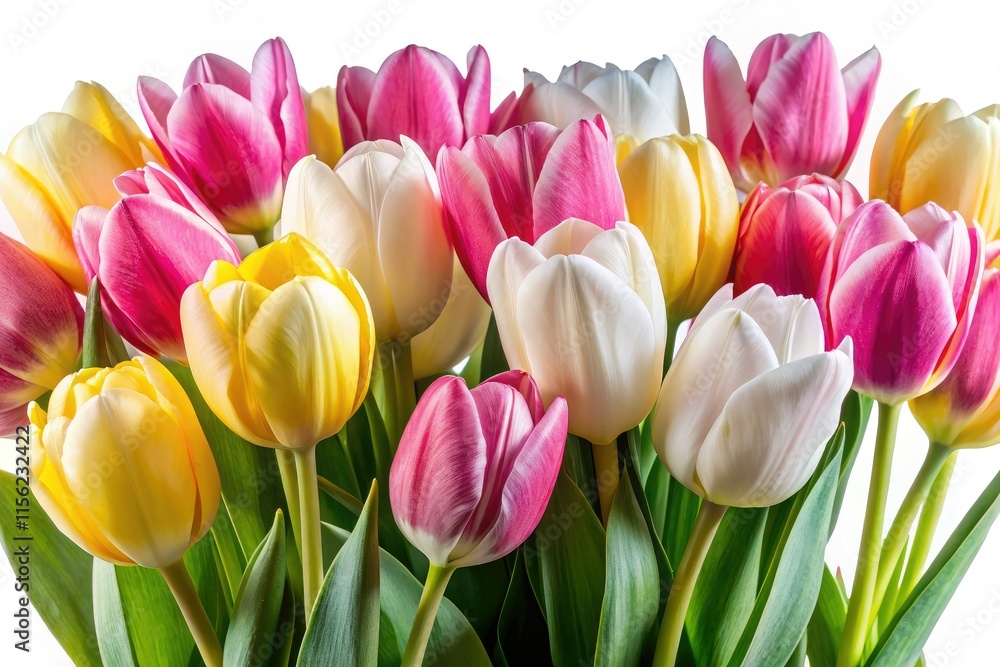 Naklejka premium Watercolor Tulips - Panoramic Floral Photography