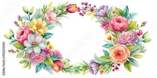Wallpaper Mural Watercolor Wreath Round Frame Fashion Photography Torontodigital.ca