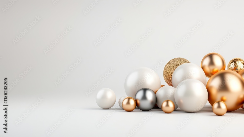 Abstract Minimalist Gold and White Sphere Composition Abstract Minimalist Gold and White Sphere Composition