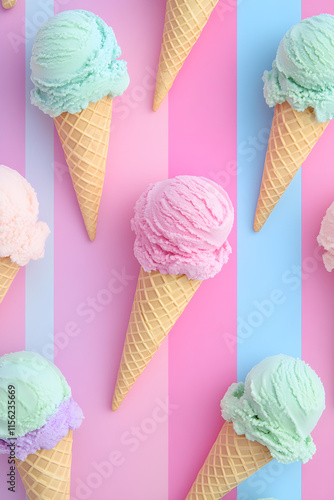 Playful Pastel Ice Cream Delight in Pop Art Paradise