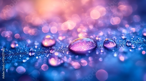 Sparkling Water Droplets on Glittering Surface photo