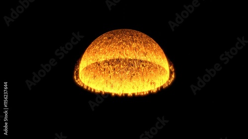 3D Magical energy fire dome glowing and burning looping animation for gaming motion graphic effect stuffs created by 3D rendered on black background. photo