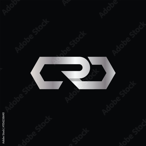 This is a flat monogram design of an initial letters CRD in silver gradient that looks sharp and glossy on a black background