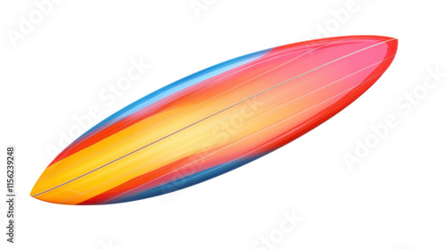 Colorful surfboard, transparent background
