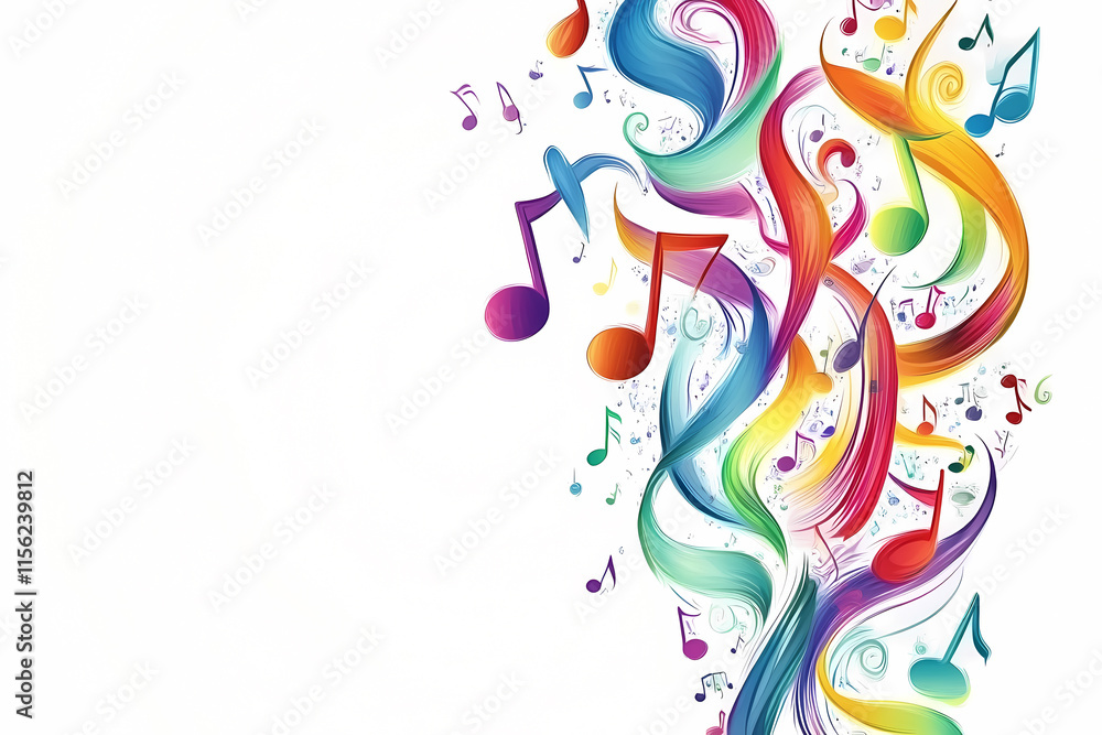 Obraz premium Colorful Musical Notes and Symbols on a White Background