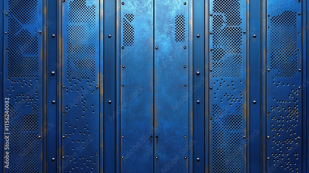 Obraz premium Intricate Blue Metal Patterns Against a Textured Background