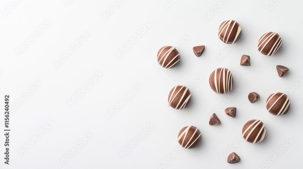 Elegant Chocolate Truffles on White Background Elegant Chocolate Truffles on White Background