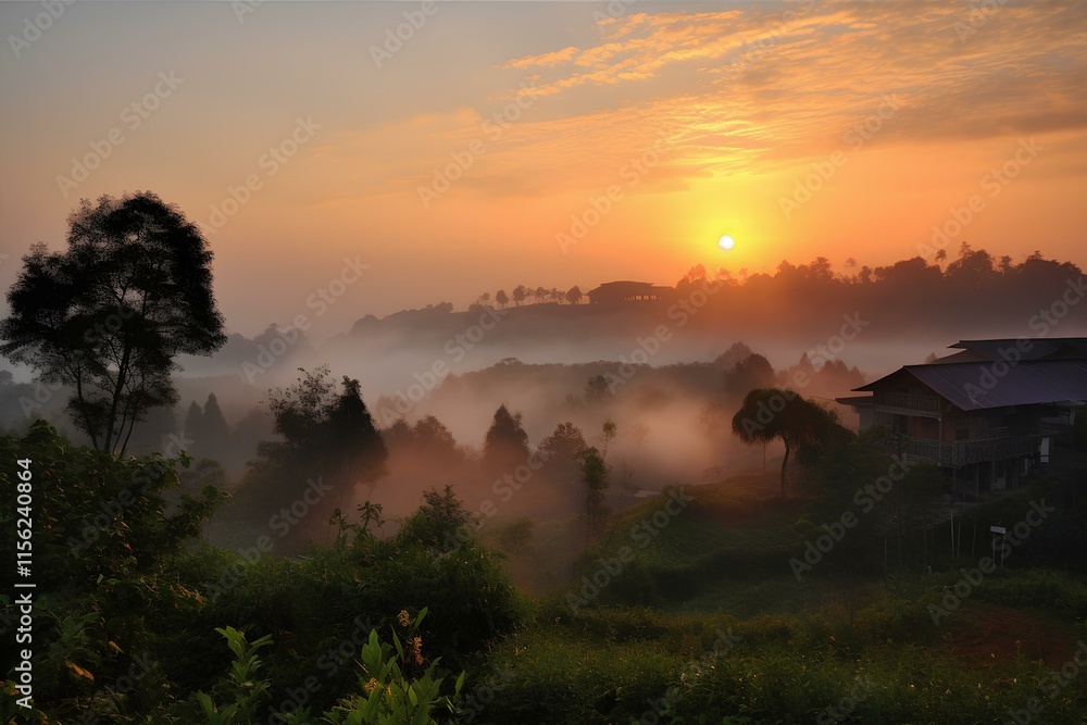 Obraz premium sunset in the mountains