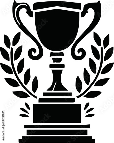 Trophy sign icon. Trophy cup. Champion cup winner trophy award. Black silhouette of trophy cup. Vector illustration