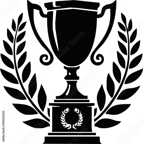 Trophy sign icon. Trophy cup. Champion cup winner trophy award. Black silhouette of trophy cup. Vector illustration