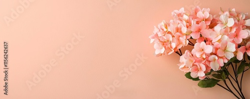 Wallpaper Mural Minimal floral concept. A delicate arrangement of pink flowers against a soft pastel background. Torontodigital.ca