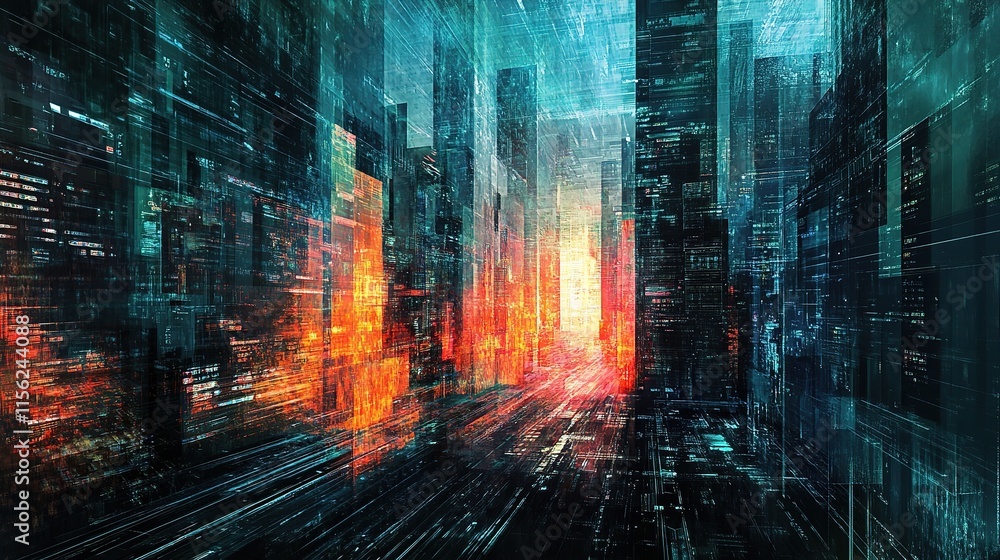 Fototapeta premium Urban Architecture Cityscape Illustration in Futuristic Style