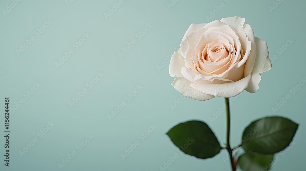 Minimal floral idea. A delicate white rose against a soft green background, symbolizing elegance and beauty. Minimal floral idea. A delicate white rose against a soft green background, symbolizing elegance and beauty.