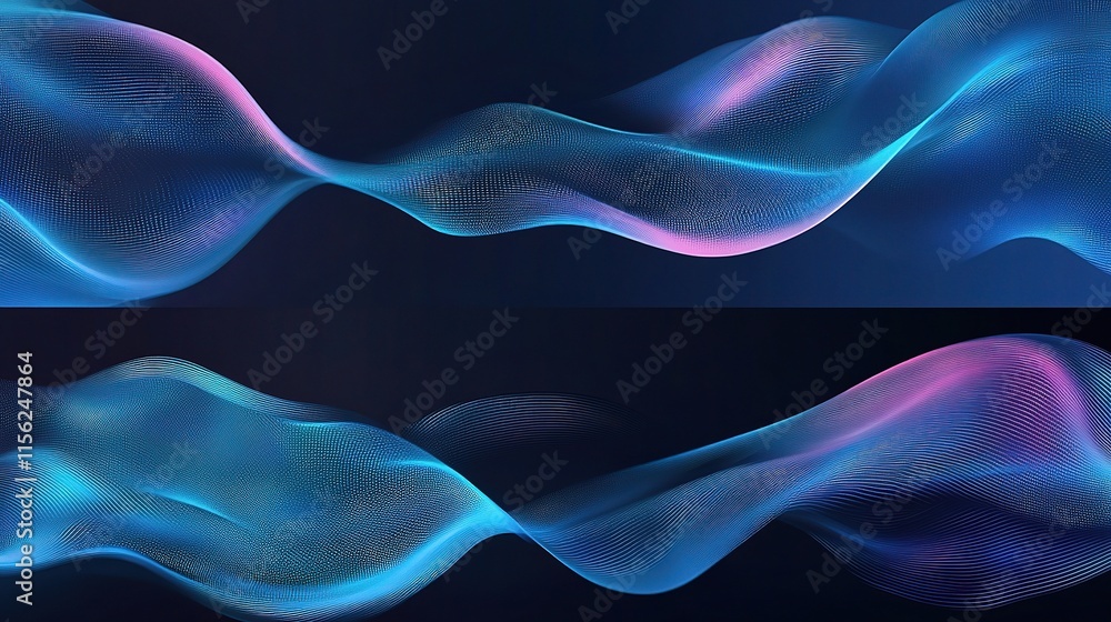 Obraz premium Abstract Wave Design Horizontal Banner Template for Web Use