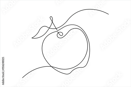Continuous one line drawing of apple fruit design Vector illustration
