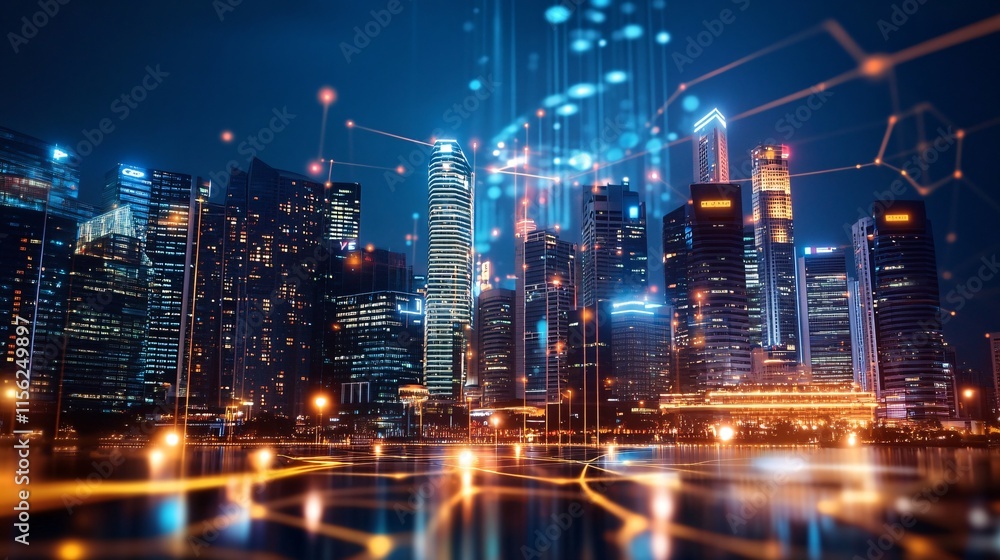 Fototapeta premium Neon skyline