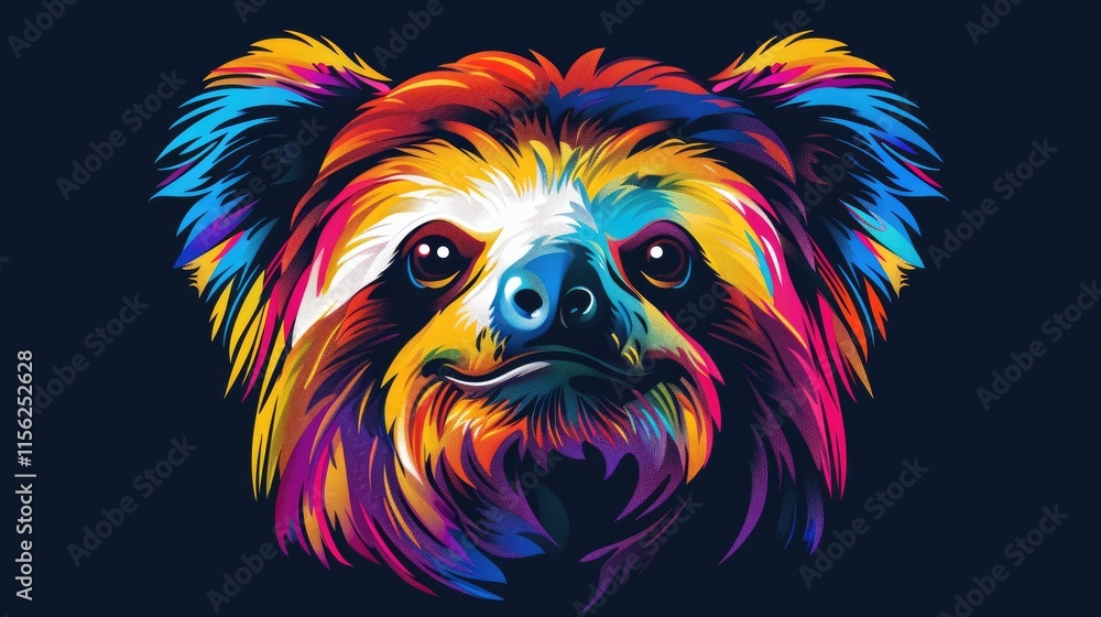 A vibrant, colorful illustration of a dog with expressive features. A vibrant, colorful illustration of a dog with expressive features.