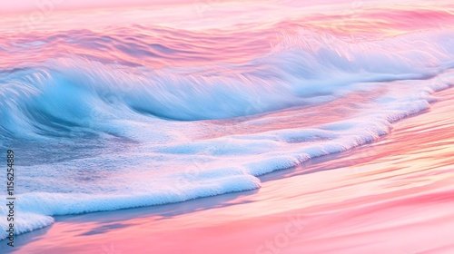 Pastel Pink Ocean Wave Crashing Softly