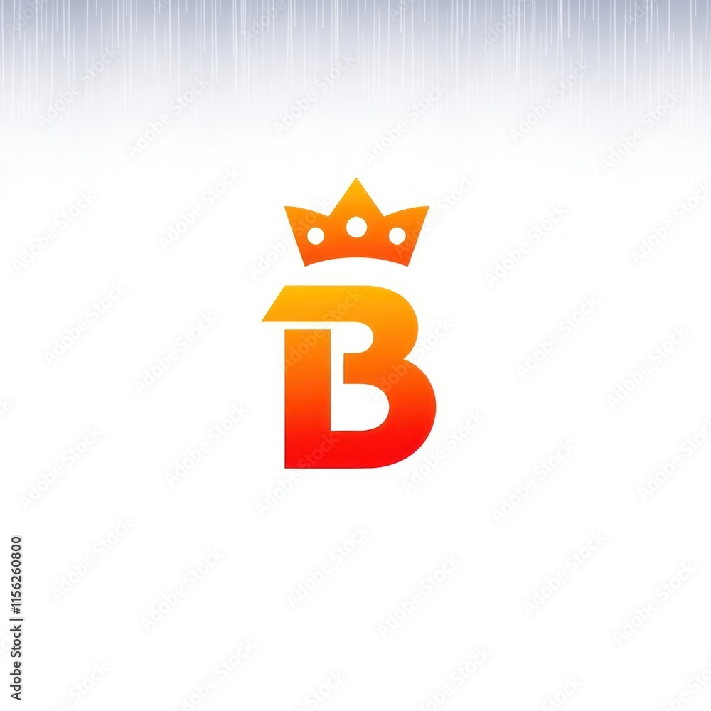 Orange Gradient Letter B Crowned Royal Design Orange Gradient Letter B Crowned Royal Design