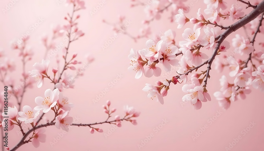 Delicate Pink Cherry Blossoms on Branches Delicate Pink Cherry Blossoms on Branches