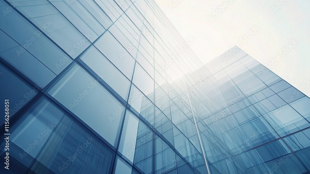 Sleek Glass Building with Professional Business Background Sleek Glass Building with Professional Business Background
