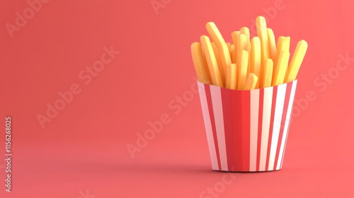 Minimalist Display of Warm Fries on Plain Background