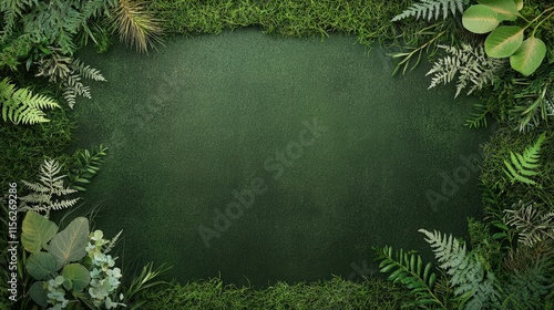 Green Nature Background with Leafy Border Design