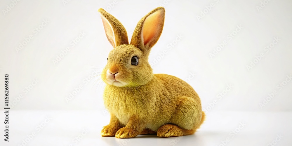 Obraz premium Cute Easter Bunny Minimalist Portrait - White Background