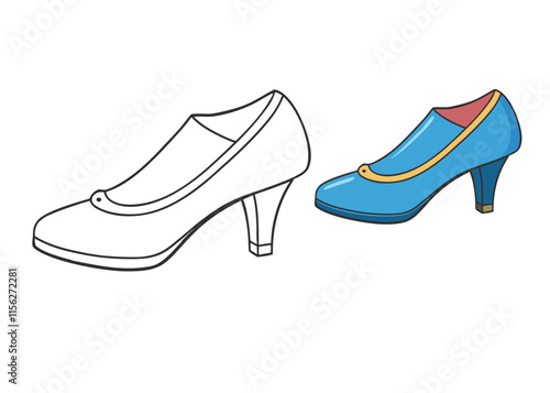 A lady's shoes coloring page featuring elegant heels, stylish designs, and intricate details, perfect for adding vibrant colors and creativity to a fashionable footwear scene.