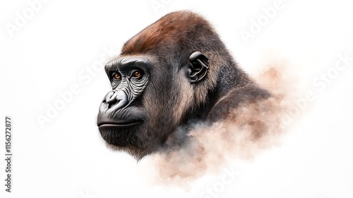 Powerful Gorilla Portrait: A Detailed Pencil Sketch AI Generated photo