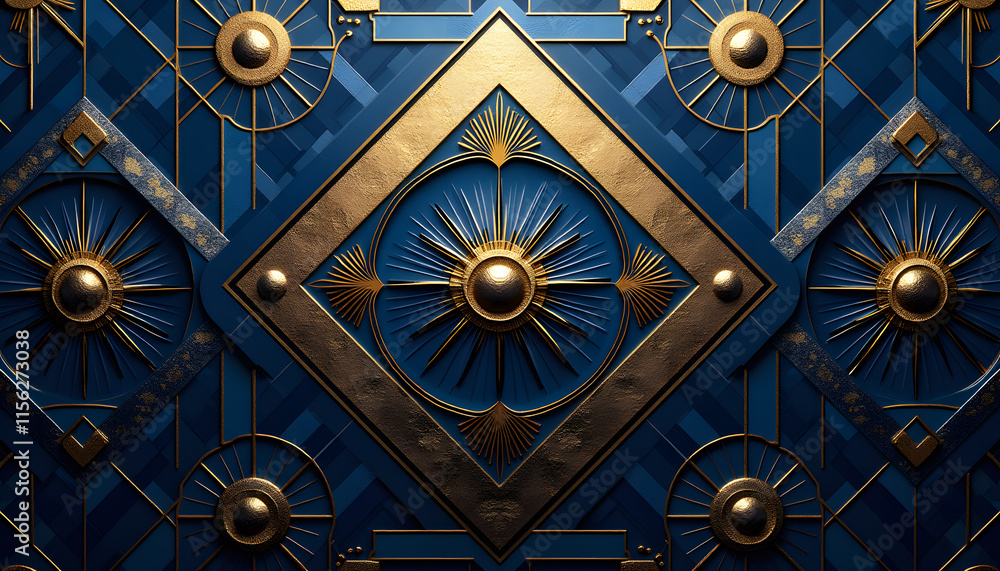Obraz premium Vintage Art Deco with Platinum and Midnight Blue Tones