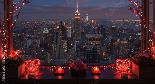 Romantic New York City Night View From Window