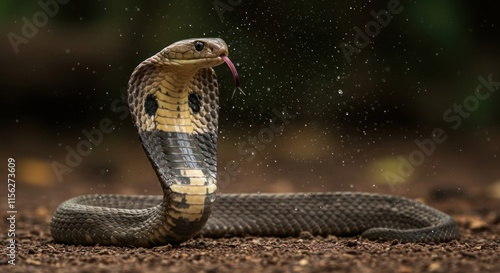 Majestic Cobra Displays Its Hood In Nature photo