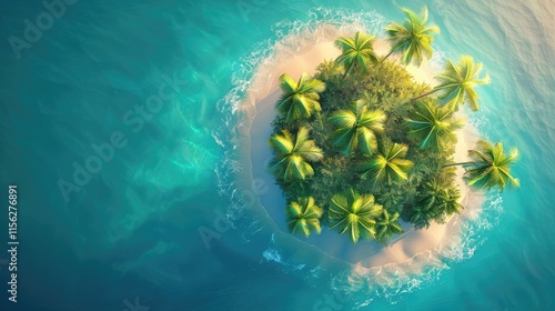 Aerial View of a Lush Tropical Island