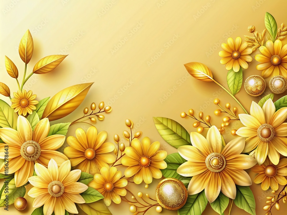 Obraz premium Drone Photography: Gold Flowers Horizontal Banner - Summer Card Design