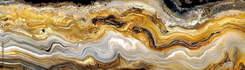 Obraz premium Abstract swirling pattern of brown and gold hues with a glossy texture resembling agate stone in a beautiful natural design for artistic backgrounds