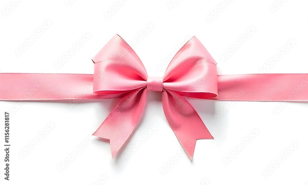 pink ribbon tied into a bow on a plain white background pink ribbon tied into a bow on a plain white background