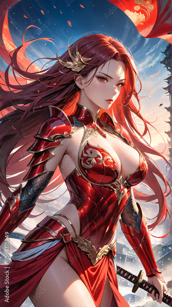 Fototapeta premium Crimson Warrior Princess