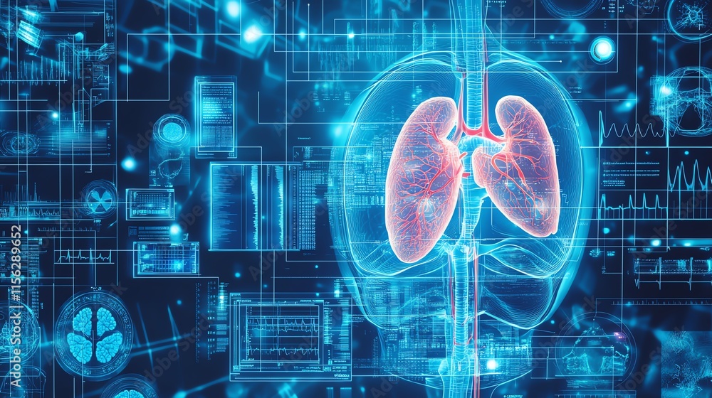 Fototapeta premium Detailed illustration of Endocrine System in a modern medical setting showcasing essential practices--ar 16:9