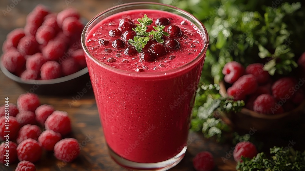 Vibrant Glass of Red Smoothie with Fresh Fruits and Green Mint Leaves on a Rustic Wooden Table Evoking a Refreshing and Healthy Lifestyle Vibe Vibrant Glass of Red Smoothie with Fresh Fruits and Green Mint Leaves on a Rustic Wooden Table Evoking a Refreshing and Healthy Lifestyle Vibe
