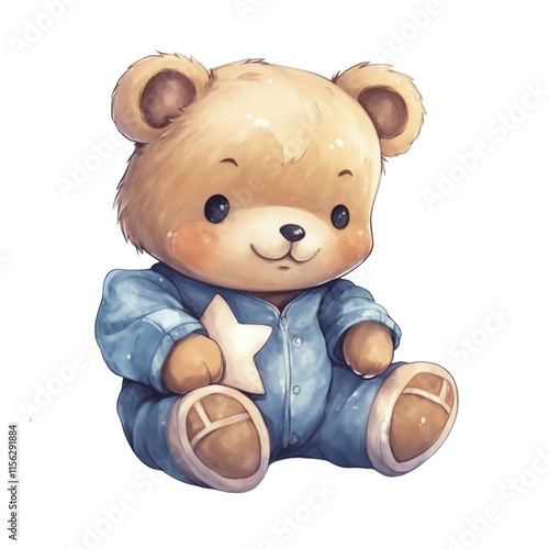 Cute Bear in Blue Jumpsuit photo