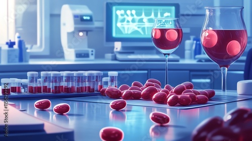 Detailed illustration of Hematology in a modern medical setting showcasing essential practices--ar 16:9